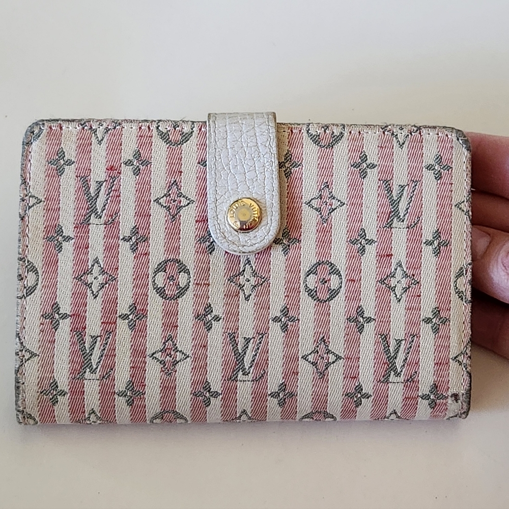 LOUIS VUITTON Mini Lin Kisslock Portefeuille Viennois Pink Wallet